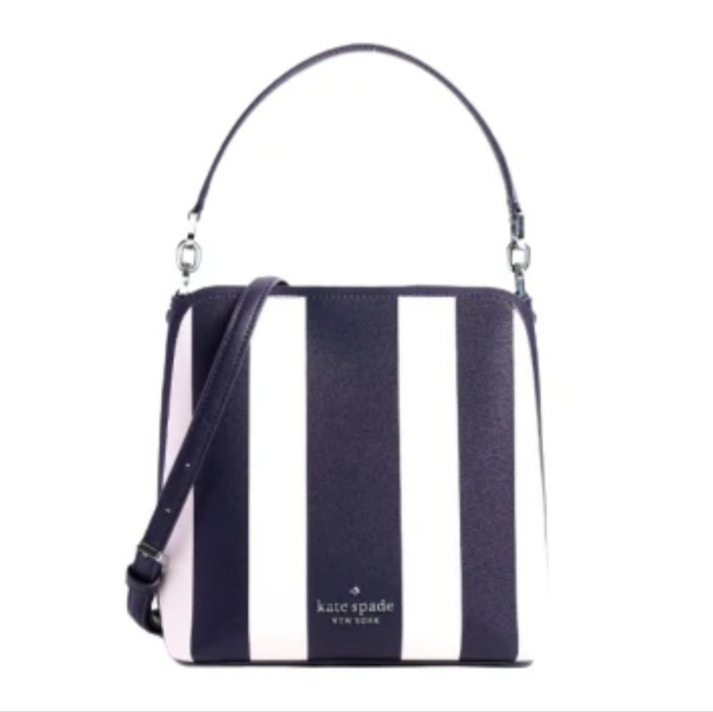 Kate Spade New York Darcy Pond Small Bucket Bag - Navy Blue Stripes